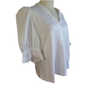 ME+EM Embroidered Edge Layering Blouse Women's Size US 12 White Lace Trim